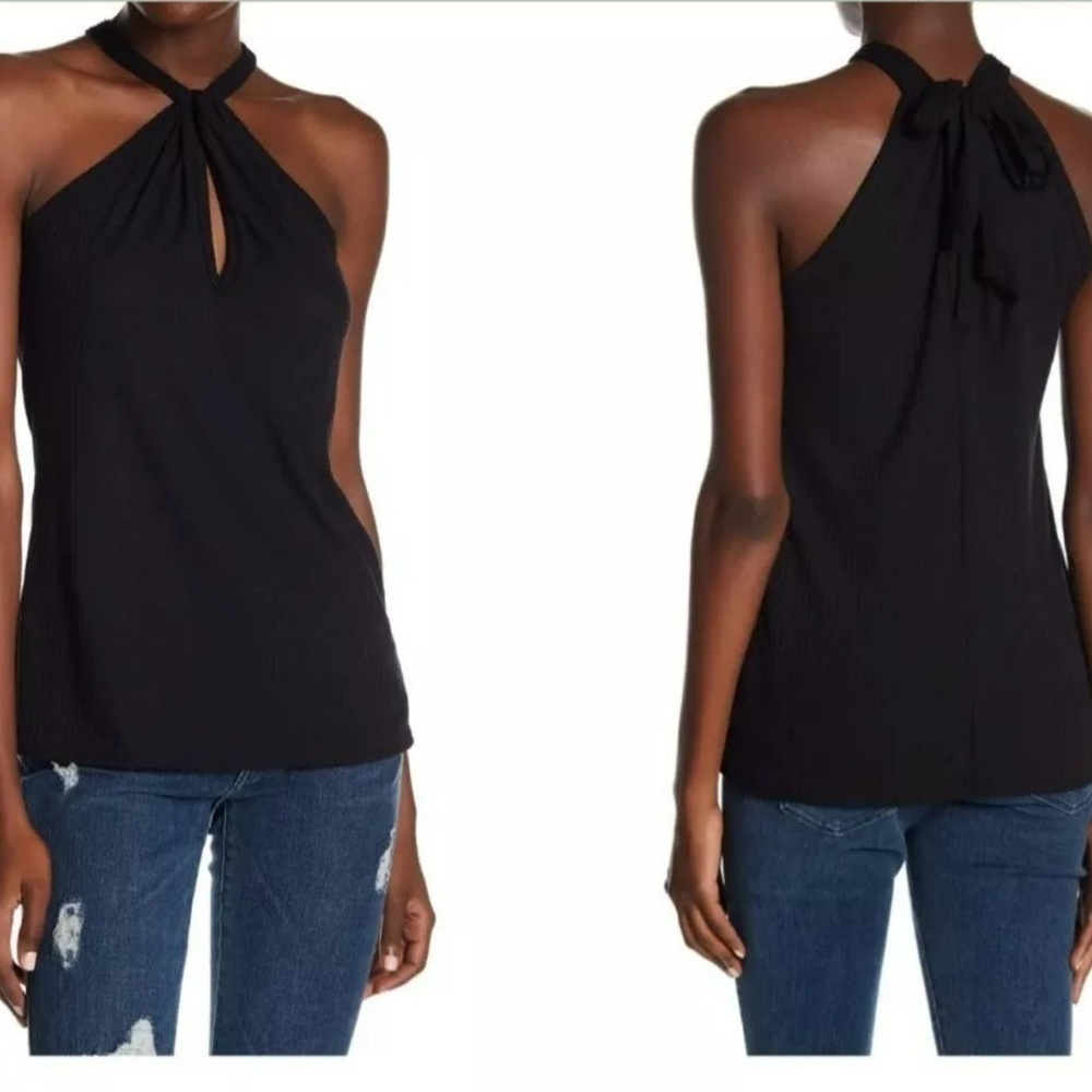 GO Couture Modern Halter Tank Top Black S. NWOT